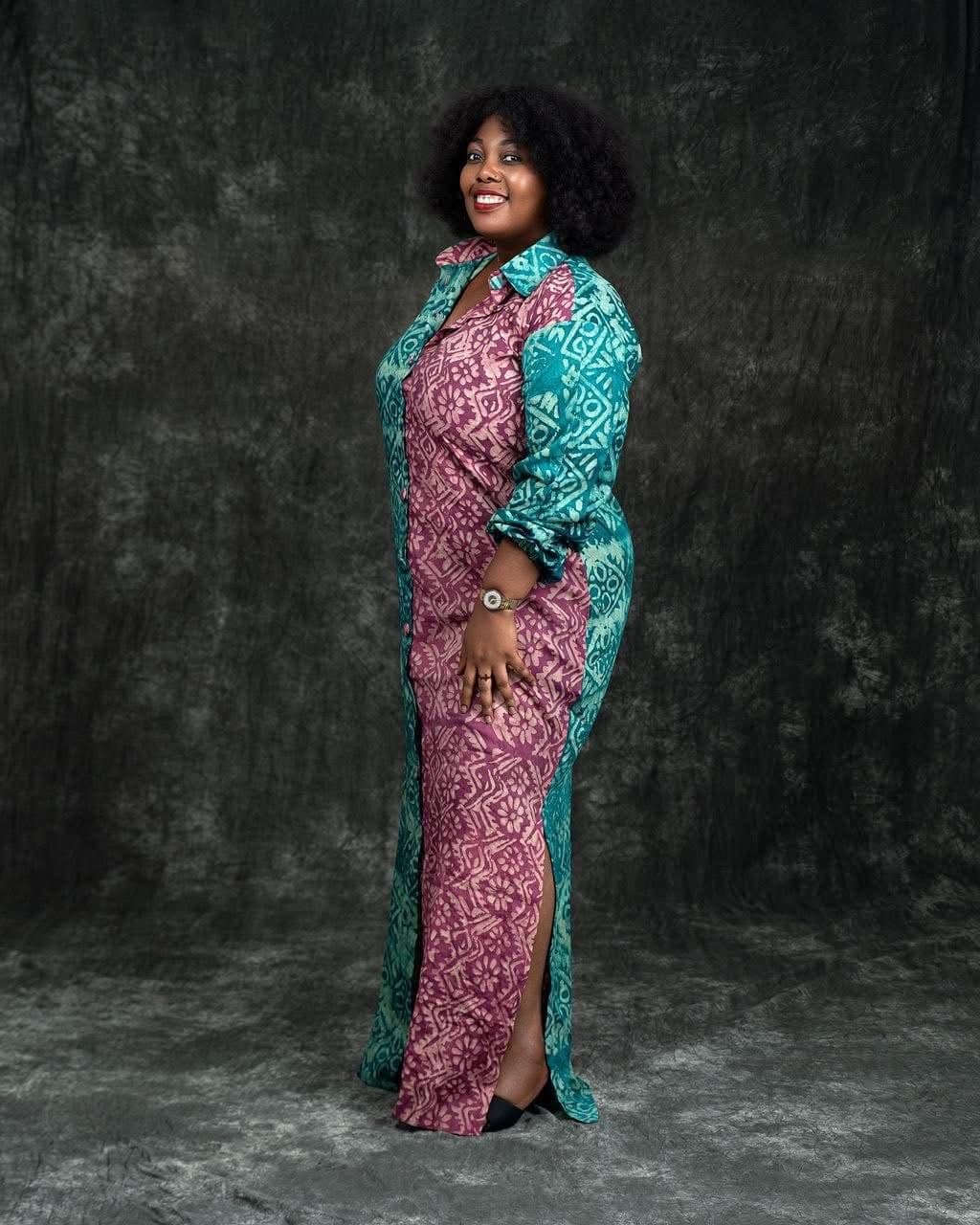 Robe Lagune — Batik bogolan · turquoise & mauve